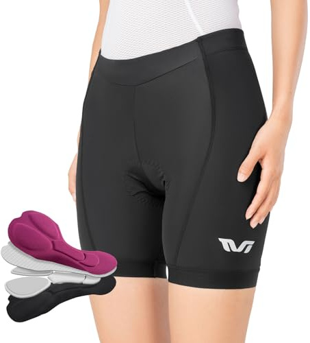 ROCKBROS TVI Cuissard de Cycliste Femme Rembourré, Short de Vélo Court avec Coussin Séchage Rapide pour Velo Route Course VTT Été, Noir M