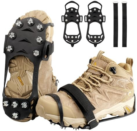 Yanbaozi Steigeisen, Schuhspikes, Schuhkrallen, mit 11 Edelstahl Zähne Spike für Schuhe Winter, Eisspikes Schneeketten Schuhe， Spike Grödel für Bergschuhe