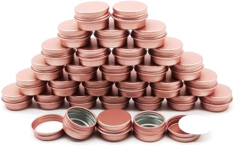 Wopanxye 30-pack 5 ml läppbalsam plåtburkar, 5 g aluminium makeupprovbehållare med skruvlock, tomma metallburkar för förvaring reseburkar för kosmetisk grädde ljus te nagel gör-det-själv-färger, 5