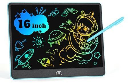 Tableta de Escritura LCD 16 Pulgadas, Colorida Pizarra Tableta Electrónica Gráfica Pizarra Infantil Juguete Juego de Regalo Cumpleaños para Niñas y Niños de 3-9 Años