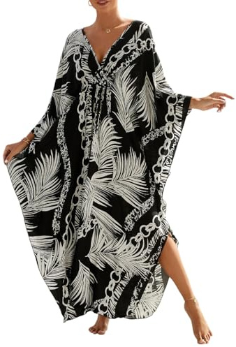cthseie Women Animal Print Kaftan Dresses Plus Size Swimsuit Coverup Summer Bathing Suit Caftan Loungewear Beach Dress