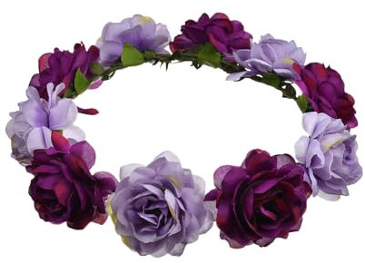 TTPSRY Blumenkranz Haar Blumenkranz Künstliche Blumen Krone Braut Bohemian Floral Girlande Stirnband Haarband für Geburtstag Party Hochzeit Braut und Brautjungfer (Lila)