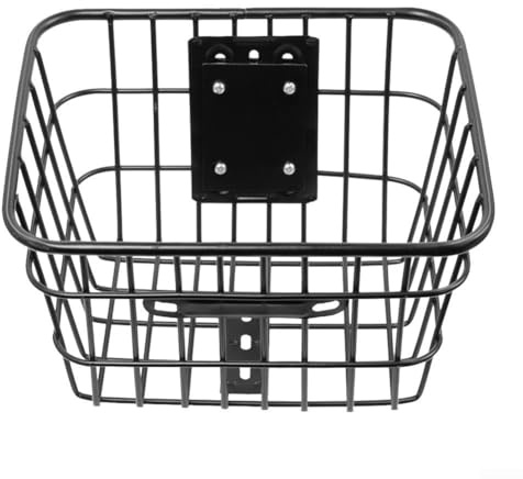 Feeshoppher Scooter Front Basket Metal Folding Bike Basket Removable Electric Scooter Front Cargo Basket Iron Pipe Storage Carrier for Women Men Bike E-Bike Grocery Shopping Water Bottle Holder Black
