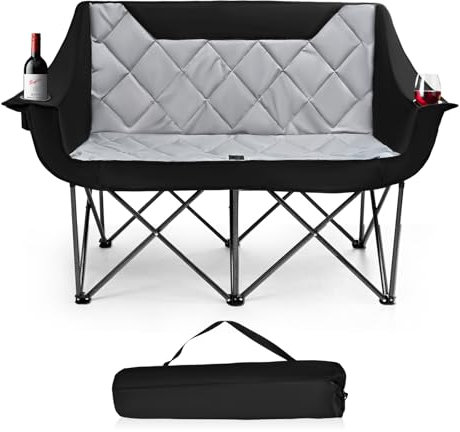 MINENICE Extra großer klappbarer Gartenliegestuhl, Doppelsitz-Sonnenliege, kann 300 kg tragen, Outdoor-klappbarer Strandliegestuhl, Campingbett, geeignet für Terrasse, Camping, Angeln, Wandern