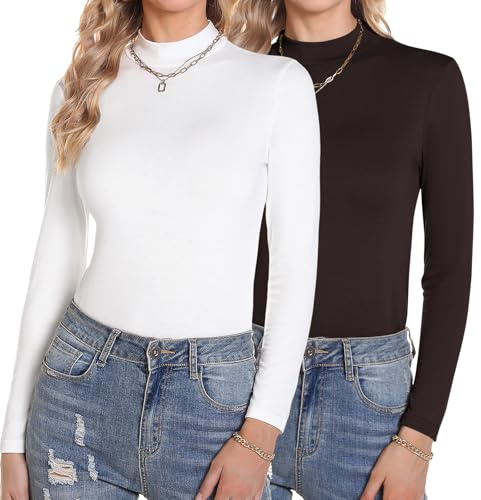 Aottori sous Pull Thermique Femme Col Roulé Manches Longues Slim Hiver | col roulé avec manches longues, format prévu comme première couche, à porter sous un pull une veste ou un manteau, pour