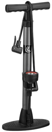 Lampa 94236 Air-Top 1, Pompa da pavimento per bici in acciaio con manometro, valvola Presta, Schrader, Regina