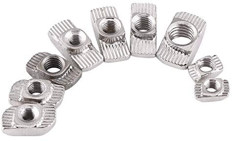 50pcs Écrous en T Winc Plaqué en Acier au Carbone Vis à Tête de Marteau pour Profil en Aluminium Menuiserie(EU40-M4*19.5*8)