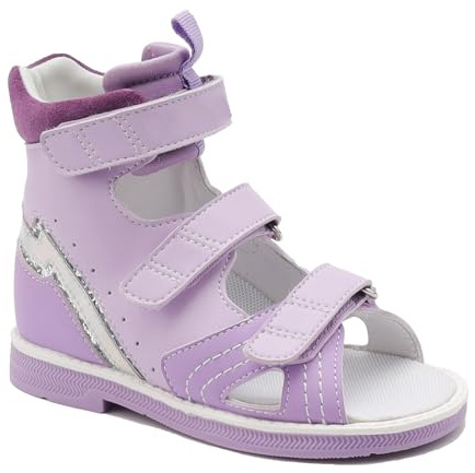 Orthopop Sandalias ortopédicas con soporte para arco y tobillo para niños pequeños, zapatos AFO de caña alta de color morado Púrpura EU 30