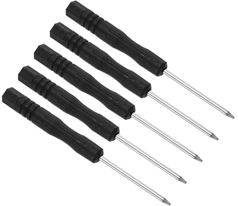 CoCud liten torx-skruvmejsel, 80 mm längd, stål T4 stjärnhuvud skruvmejsel med halkfritt grepp - (applikationer: för glasögon klockor elektronikdator), 5 delar