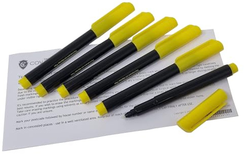 6 x UV Ink Permanent Marker Pen. Ultra Violet Security Markers