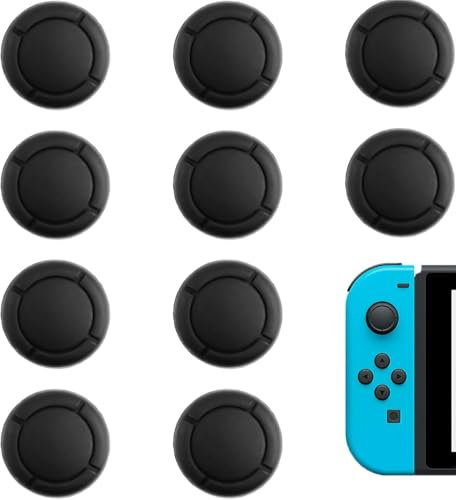 10 Pièces Capuchons de Joystick de Rechange, Housse de Protection Noire pour Manette, Capuchon de Rechange pour Manette, Capuchons de Protection en Silicone pour Joystick Switch, JoyCon