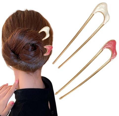 2 pezzi forcina per capelli francese, forcina modena a forma di U in metallo, capello ondulato per donne e ragazze - accessori per lo styling