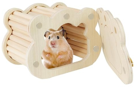 Petite maison en bois pour hamster | Un nuage mignon forme une petite cachette de hamster | Abri de nid de hamster, nid de jouet de maison en bois de hamster, nid en bois d'ours d'or de cabane, ouvert