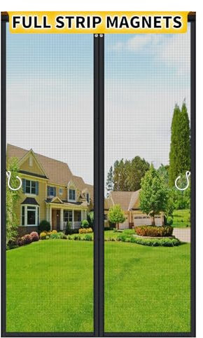 HOFUDON Zanzariera Magnetica 100x210cm, Vetroresina Rete Molto Resistente - Intera Barra Magnetica per Chiusura Senza Interruzioni, Zanzariera Porta Finestra Balcone si Chiude da Sola