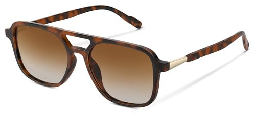 wearPro Sonnenbrille-Damen-polarisiert-Herren-UV400-Unisex-Sonnenbrillen-Trendy-Rechteckige-Retro-Klassisch-Groß-Ultraleicht-Vintage FüR Frauen-Autofahren Und Camping Leomuster Teebr