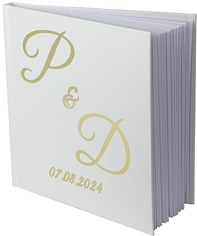Personalisiertes Fotoalbum - Bedrucktes Gästebuch - Andenken an Hochzeit, Geburtstag, Jubiläum (weißer Einband)