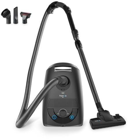 hoogo B3+ Staubsauger mit Beutel | Bodenstaubsauger | Starke Saugleistung | HEPA Filter | 850 Watt | 11m Aktionsradius | sehr leise mit 74 db | 3 L Staubbeutelkapazität | inkl. verschiedener Düsen