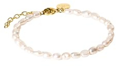 Purelei® Pearlfection Armband – Armband mit echten Süßwasserperlen – 14K/18K vergoldeter Edelstahl – 16–19 cm – eleganter Perlenschmuck – Verstellbar (Gold)