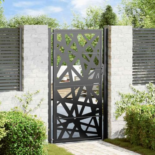 Cancello da Giardino in Acciaio, Design Leggero con Serratura, Cancello per Recinzione, Portoncino Ingresso Esterno, per Recinzione Giardino e Cortile, Colore Nero, 105 x 180 cm
