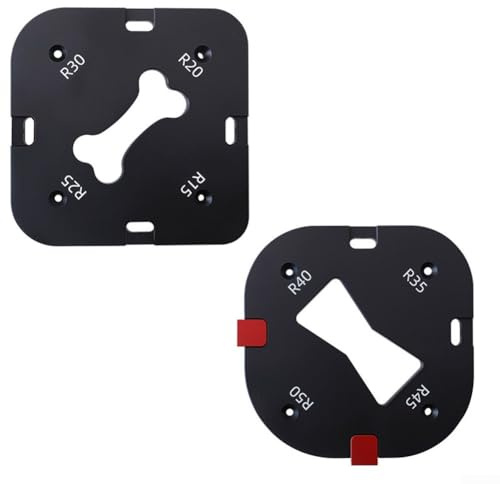 Jotekonoby Lot de 2 gabarits d'angle arrondis en alliage d'aluminium pour le travail du bois, 9,7 mm d'épaisseur avec bloc de limite amovible, 4 options de rayon (R15-R50), coussinets de protection