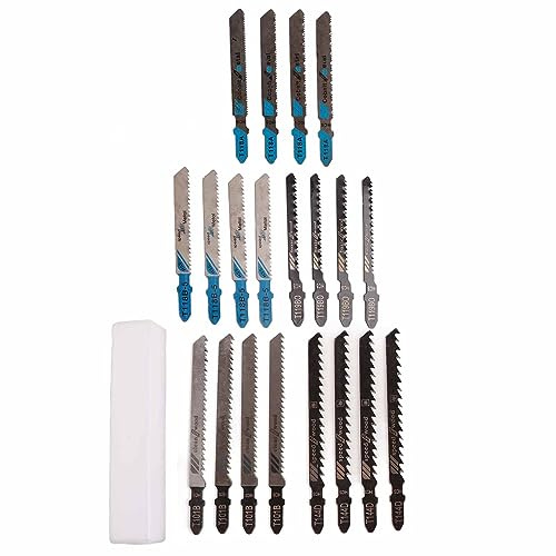 ZJchao Segueta Melamina Juego de 20 Hojas de Sierra de Calar HSS T Shank Clear de Corte Rápido para Madera y Metal, Compatible con, y