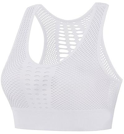 Dam mesh sport-BH linne ventilerande crop top fitness tröja | Ventilerande nätdesign, elastiskt grepp och bekväm passform för yoga, fitness, träning och aktiv träning.