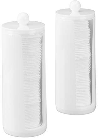 Relaxdays, 20 x 7 cm Pack de 2 Dispensadores Algodón con Tapa, Acrílico, Blanco