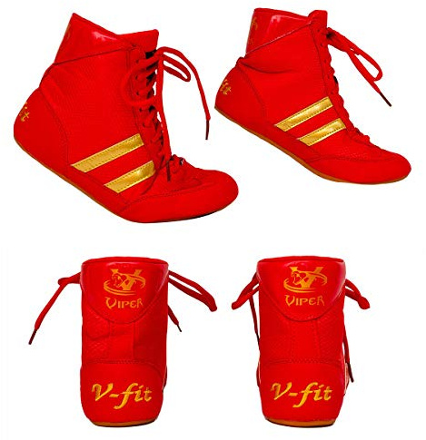 VIPER Men's Boys Girls Boxing Footwear Boxing Shoes (RED, 3)