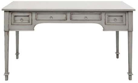 Casa Padrino Luxus Landhausstil Schreibtisch mit 4 Schubladen Antik Grau 100 x 65 x H. 75 cm - Handgefertigter Massivholz Sekretär - Büromöbel im Landhausstil