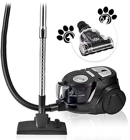 Venga! Kräftiger Zyklon-Sauger, ohne Beutel, mit 5 Zubehörteilen incl. spezieller Bürste für Tierhaare und HEPA LuftFilter, 700 W, Schwarz/Silber, VG VC 3300