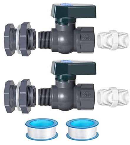 Suswillhit 2 Pack Rain Barrel Spigot Kit - Water Barrel PVC Garden Diverter Kit with Bulkhead Fitting Hose Faucet Adapter and Thread Seal Tape for Water Tanks, Aquariums, Tubs, Pool, Garden Barrel