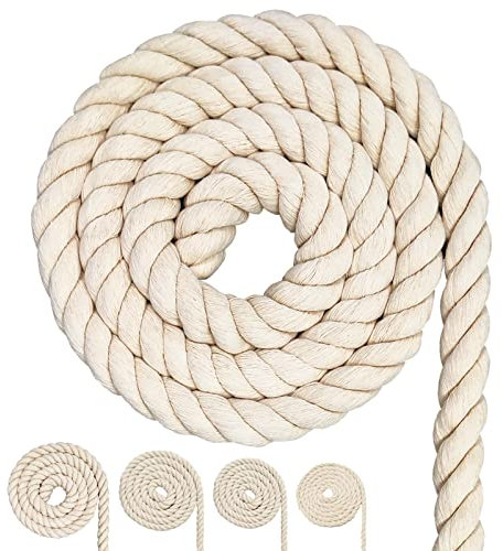 Cordón de algodón, cuerda de hilo de macramé, muchos tamaños, cuerda de algodón para manualidades, regalos (20 mm (5 m)