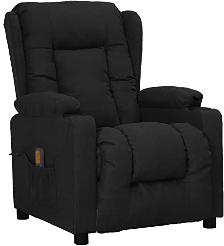 KOIECETA Massagesessel mit Heizung Massage Elektrisch Fernsehsessel Relaxsessel Liegesessel Polstersessel Ruhesessel Sessel Stoff (Schwarz)