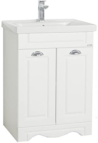 VCM 2-TLG. Waschplatz | Waschtisch Breite 60 cm | Badmöbel Set mit Landhaus STYL | Waschbecken aus Keramik | Landhaus Casalo L