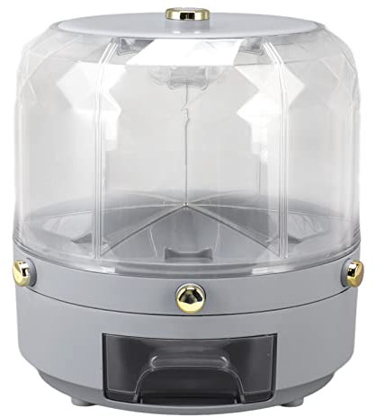 Récipient de Stockage de Riz et de Céréales, Capacité de 6 Kg, Distributeur de Riz à 6 Grilles, Récipient de Stockage de Nourriture Rotatif à 360°, Boîte de Stockage de Nourriture(Gris)