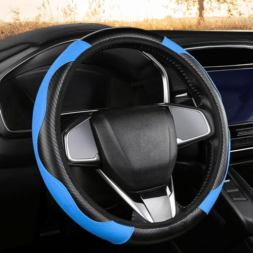XNIVUIS Coprivolante Auto Universale blu, Pelle Microfibra, Copertura di Volante Diametro 37-38 cm, Decorazione per il Volante dell’auto, Antiscivolo, Inodore, Regali per Donna e Uomo (Blu)