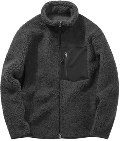 Minetom Giacca in Pile con Cerniera Uomo Rollkragen Teddy-Pile Giacca Felpa A Maniche Lunghe All'Aperto Calda Invernale Giubbotto C Grigio XL