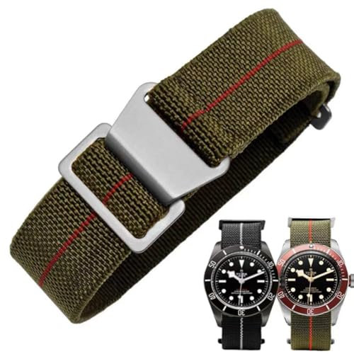 Danxancy Elastic Nylon Watch Strap Navy Divers Parachute Fabric Replacement Watch Band with Clasp 18/20/22mm