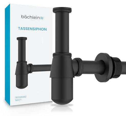 Bächlein Siphon universel pour lavabo et lavabo (noir mat), siphon anti-odeurs avec ouverture de nettoyage + instructions de montage (français non garanti) – Siphon design