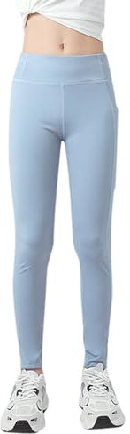 Athletische Leggings für Mädchen, Kinder, Tanzen, Laufen, Yoga, Workout, aktive Tanzstrumpfhose mit Taschen Schwarze Hose Mädchen Stretch