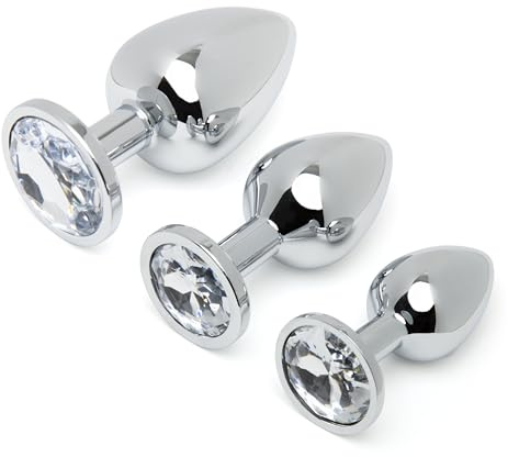 Lovehoney Metal Butt Plug Kit | Jewelled 3 Piece Anal Training Set | Butt Plugs for Men, Women & Couples | Weighted Anal Sex Toys for Beginners Small, Medium & Large | Prostate Massager Adult Toy
