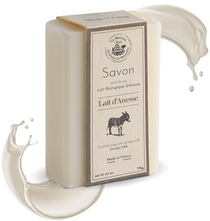Savon au Lait d'Anesse Bio 115g - Naturel à 98% - Savon corps et visage - Savon Parfumé Lait d'ânesse - Fabriqué en Provence