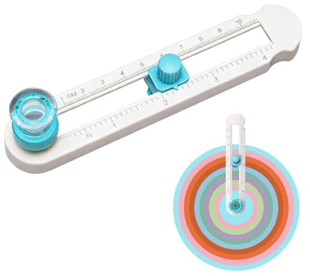 Poraceous Coupe-papier Circulaire, Cutter Circulaire Réglable, pour Couper un Cercle Rotatif d'un Diamètre de 2-20 cm, pour Cartes de Vœux, Albums, Papier Cartonné, Photos (Blanc)