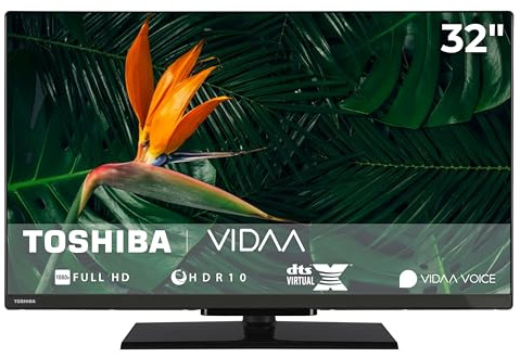Toshiba VIDAA 32LV3F63DA 32 tums Smart TV Full HD HDR Smart TV med trippelmottagare och Bluetooth LED-TV | HDR | 2x HDMI | 1x USB | Bluetooth | Röststyrning | Apple AirPlay | Dolby Audio | TrippelTuner DVB-C/-S2/-T2 | 2026