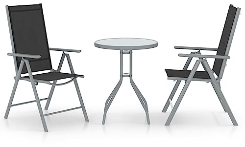 Générique Ensemble de Bistro 3 pcs Aluminium et textilène argenté,Salons de Jardin,3070653