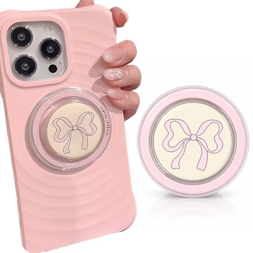 LEPGUYO Soporte Magnético Kindle con Moño Rosa, Agarre y Soporte Plegable, Compatible con Smartphone E-Reader y Tableta, Accesorio Móvil