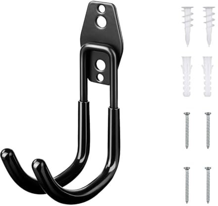 YARNOW Crochet Mural Garage Support Mural pour Tuyau D'Arrosage en MéTal Crochet de Rangement pour Garag Noir