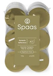 Spaas Scented Tealights flatpack x12 4.5h, Romantic Reflections, Olive Green