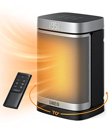 DREO Space Heater, 1500W Portable Electric Heaters for Indoor Use, PTC Ceramic Heater for Office with Remote, Thermostat, 70°Oscillation, 12H Timer, 5 Modes, Safe Quiet Room Heater for Bedroom