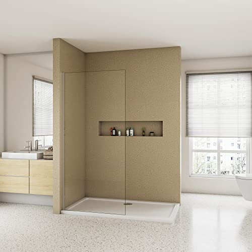 Doccia Walk In 195 cm Larga 75 cm Parete Fissa da 6 mm Vetro Temperato Trasparente Anticalcare Cromo Lucido